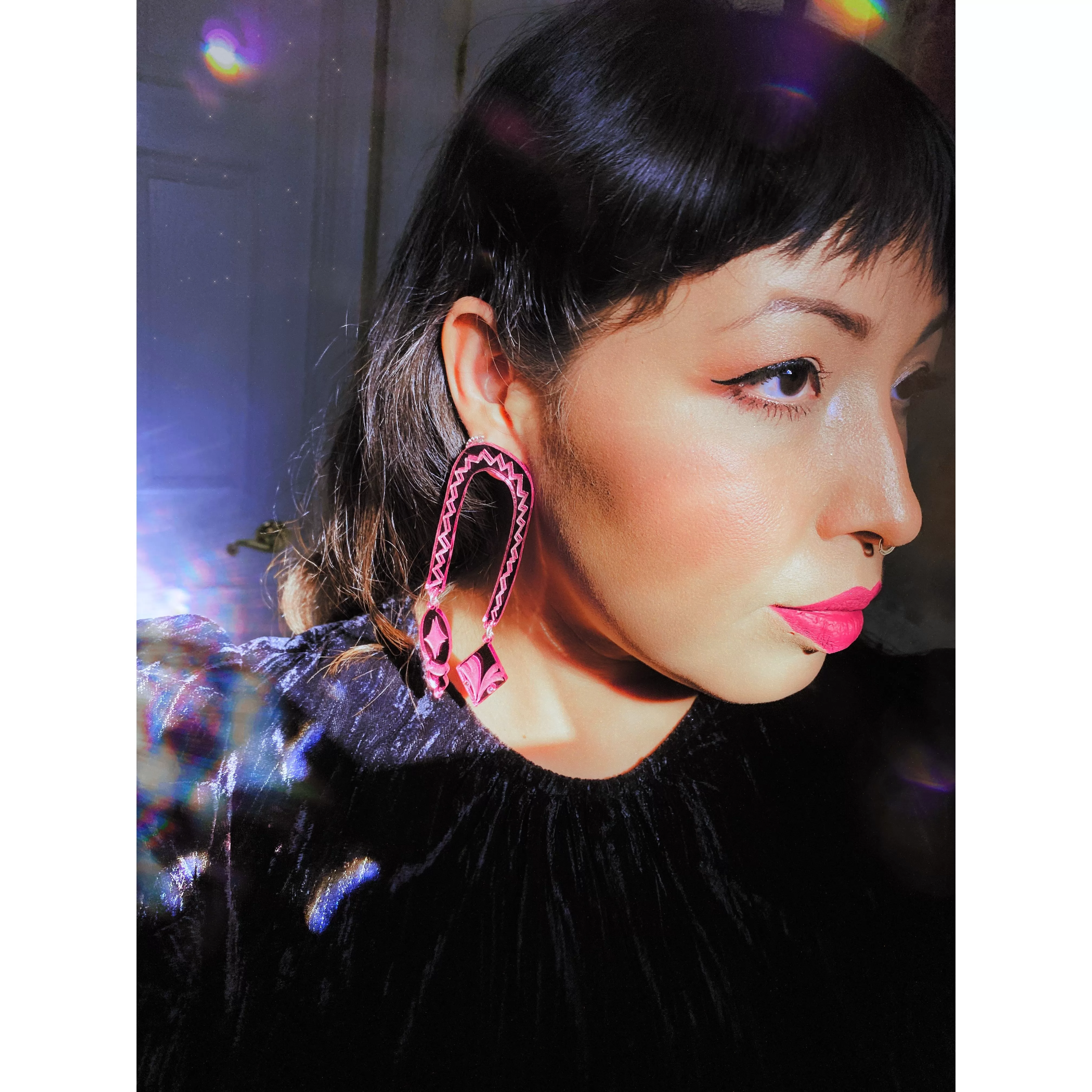 Pink Sha Snake Earrings