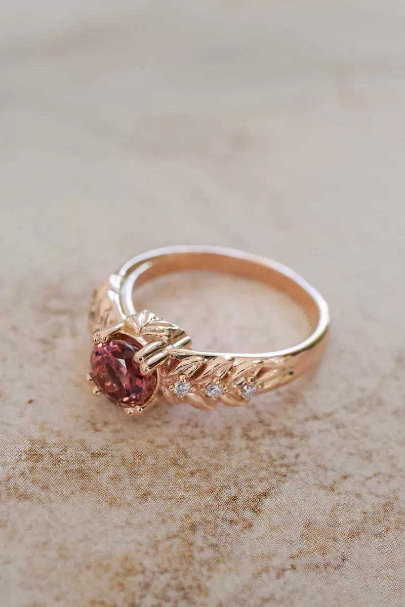 Pink tourmaline engagement ring with diamonds / Silvestra