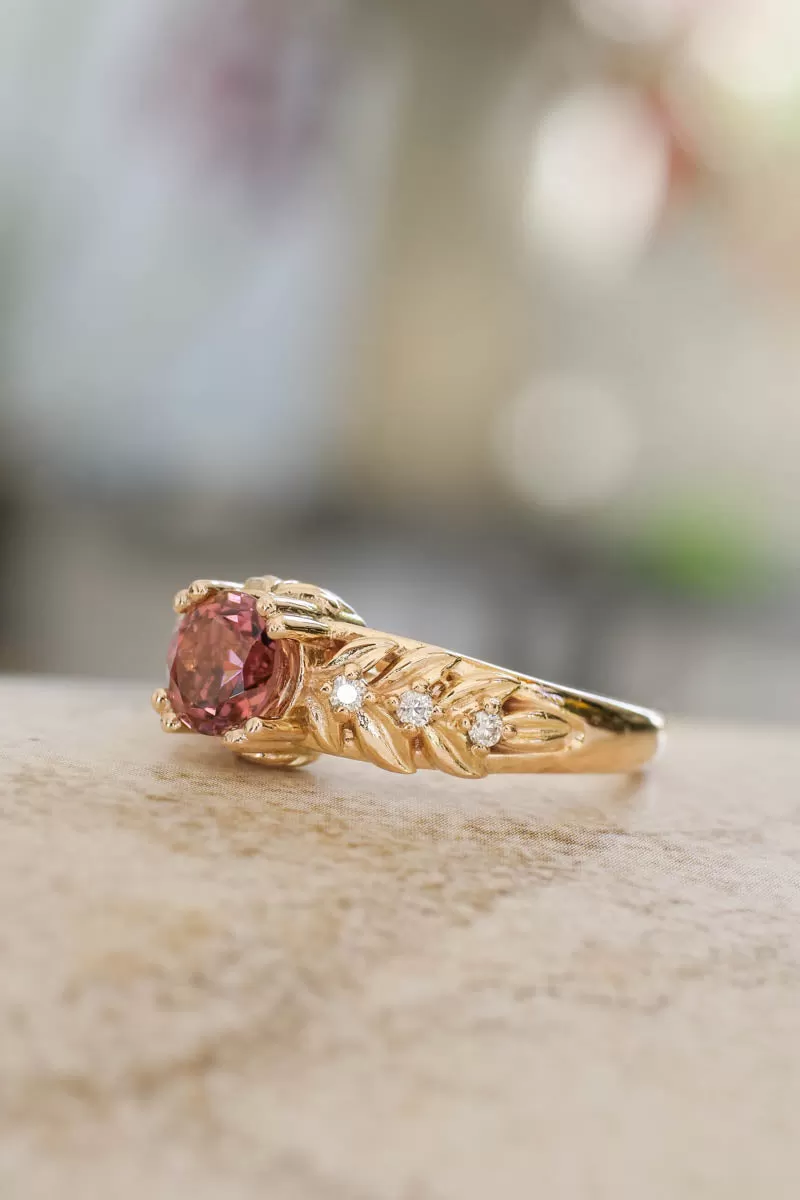 Pink tourmaline engagement ring with diamonds / Silvestra