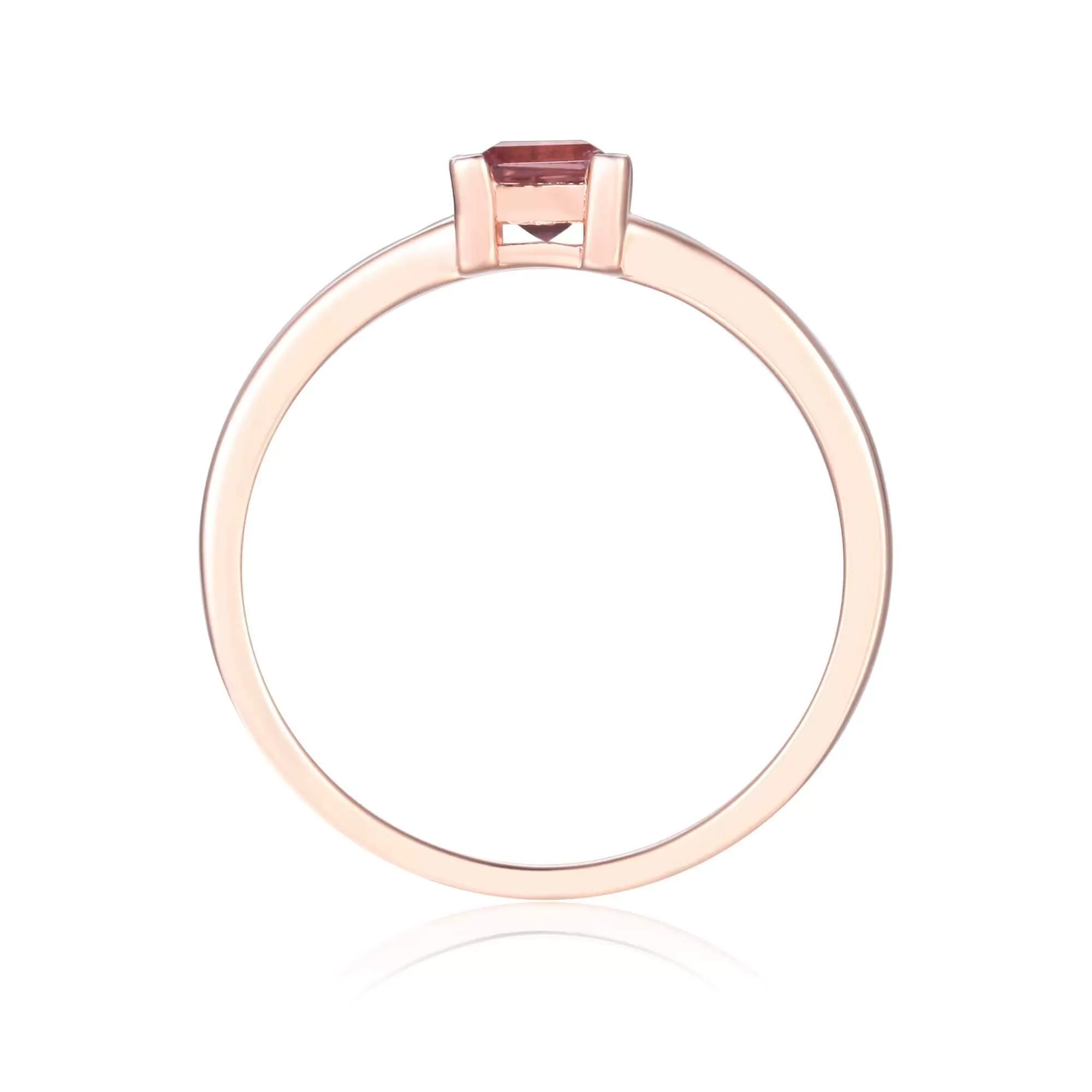 Pink Tourmaline Square Solitaire Ring