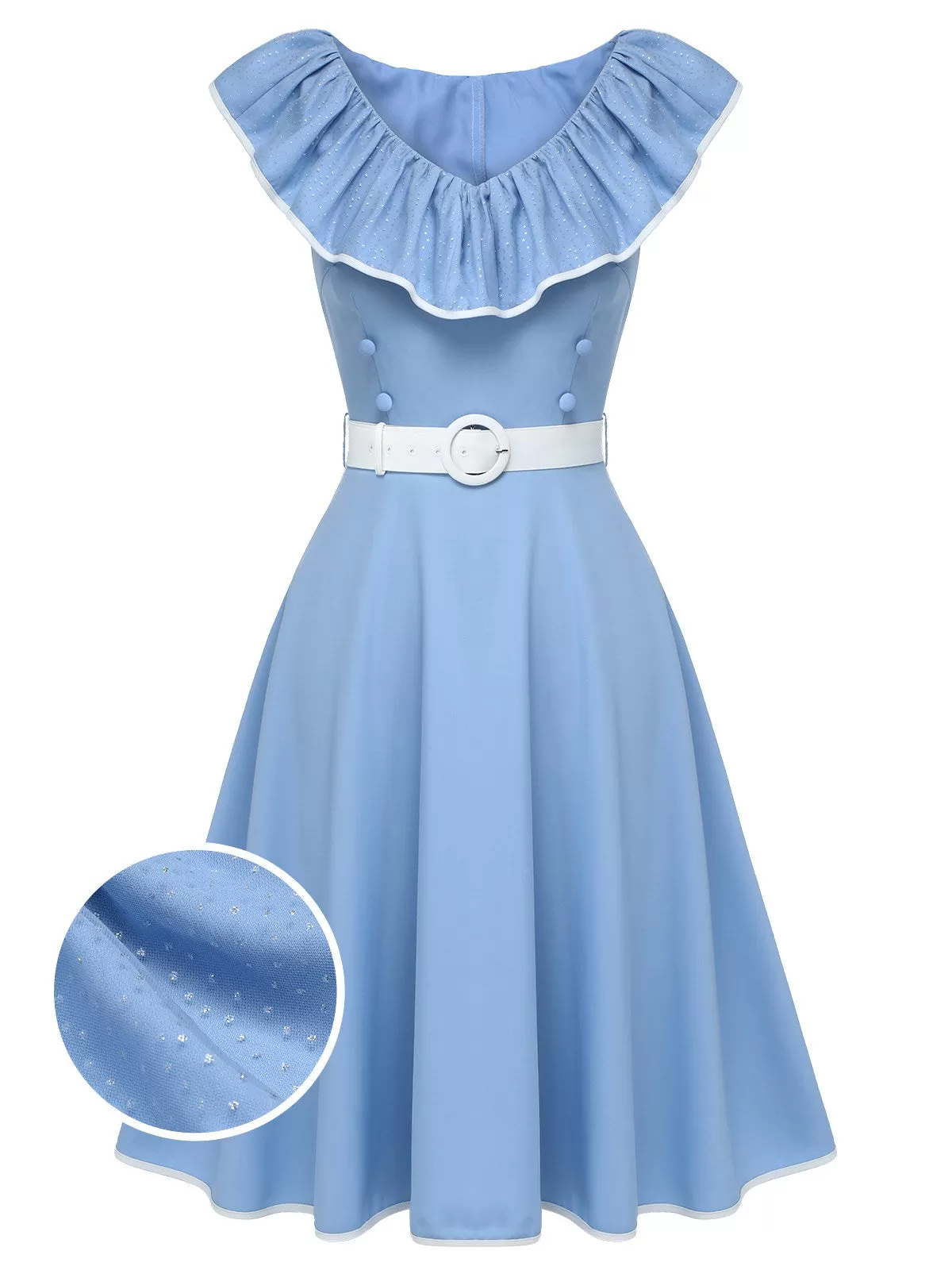 [Pre-Sale] Sky Blue 1950s Mesh Ruffle Collar Dress