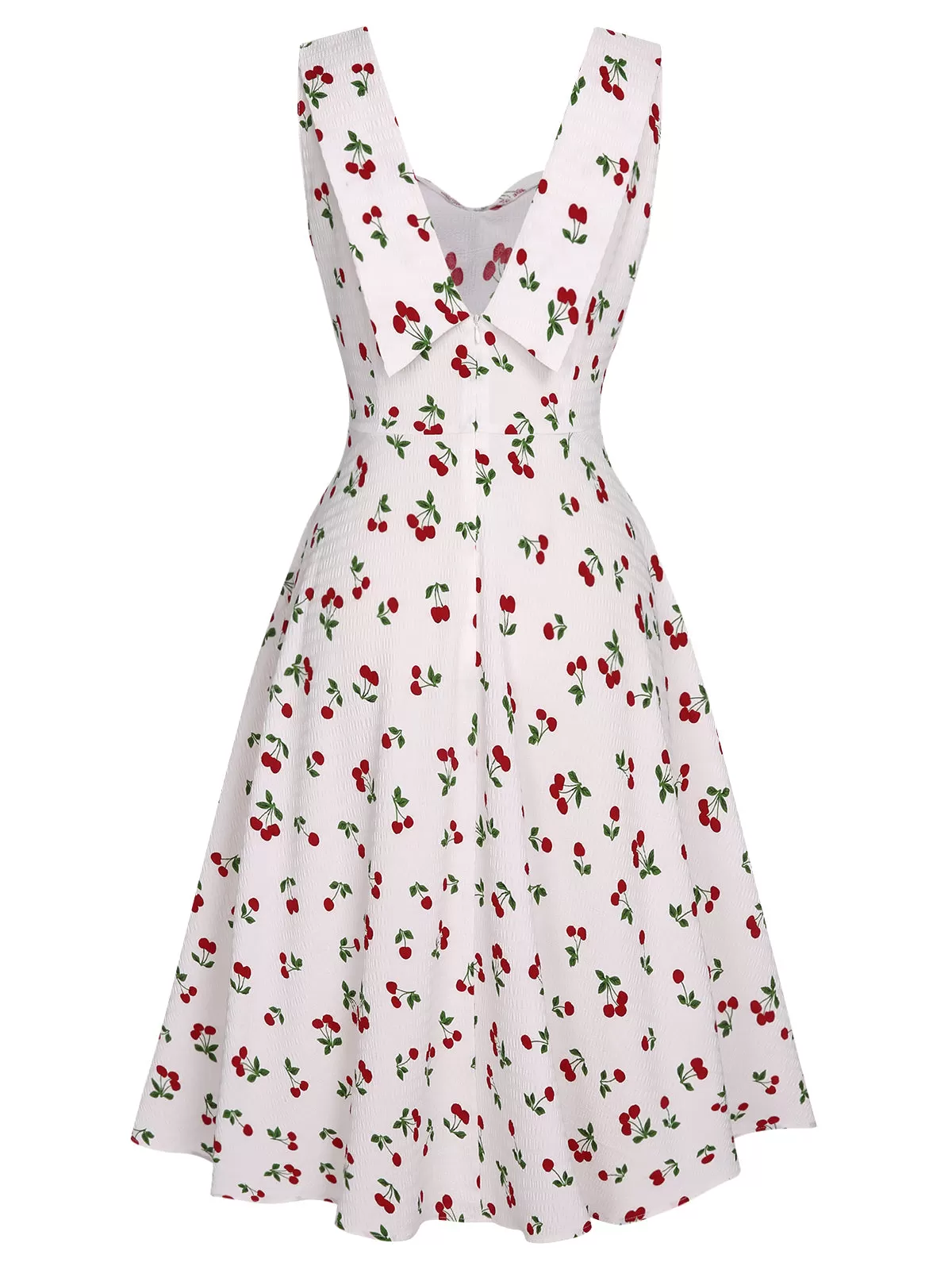 [Pre-Sale] White 1950s Cherry Bow Sweetheart Neck Dress