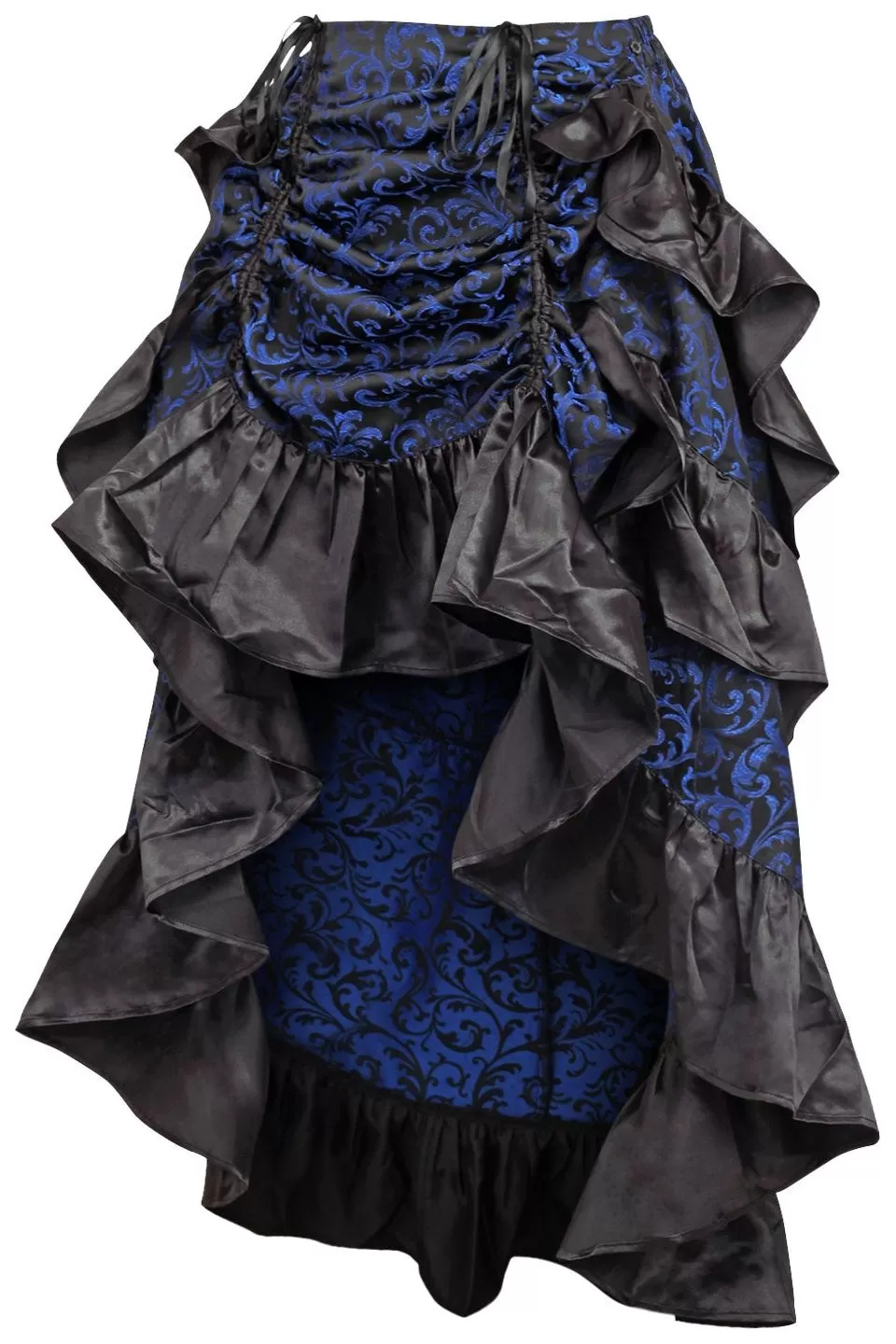 Purple/Black Brocade Adjustable High Low Bustle Skirt