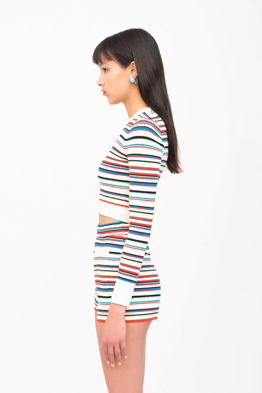 Rainbow Stripe Long Sleeve Crop Crew