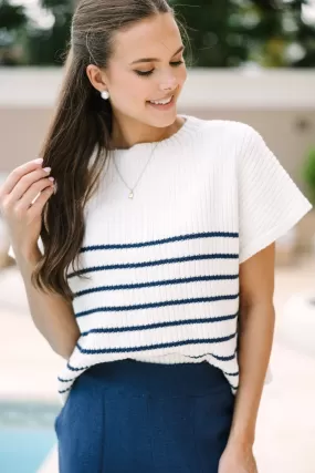 Ready For The Day Navy Blue Striped Sweater