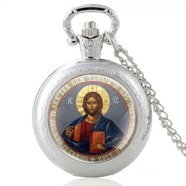 Religious Catholic Pocket Watch with Jesus Christ Image