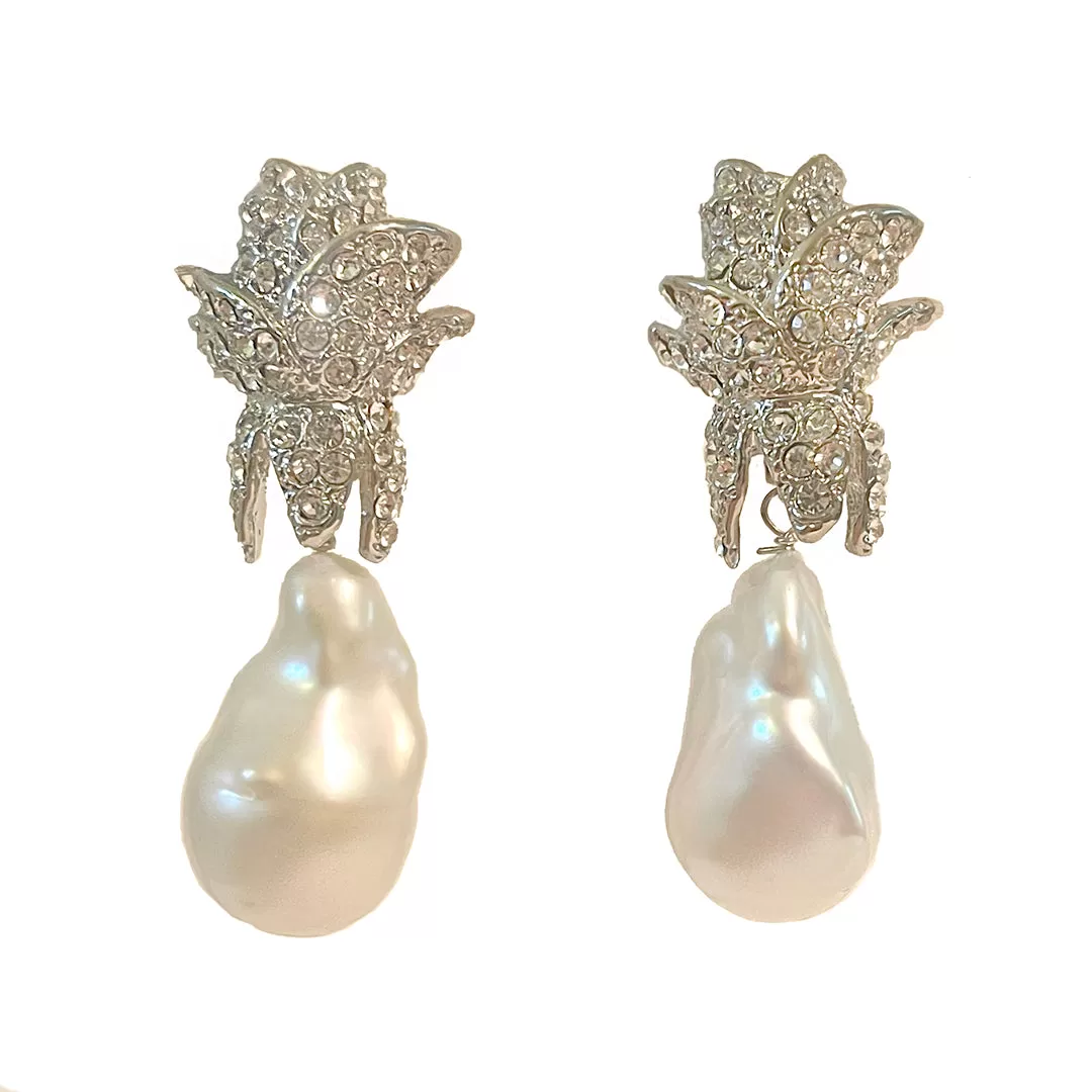 Rosebud with Baroque Pearl Earrings