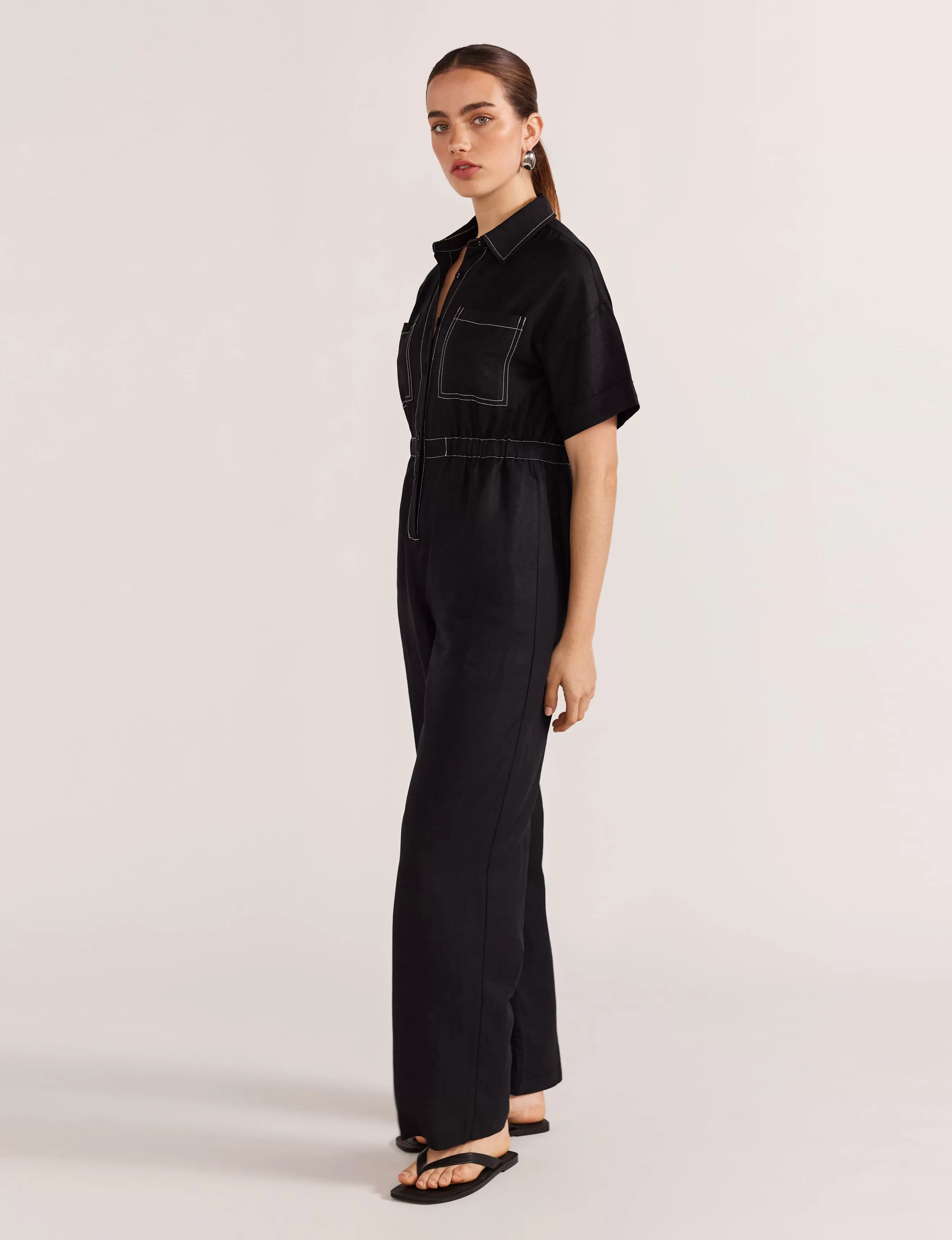 SALE - Theory Linen Jumpsuit - Black