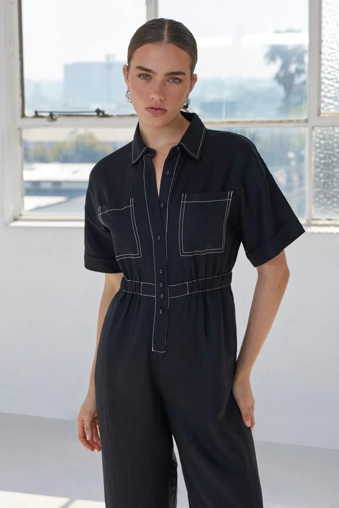 SALE - Theory Linen Jumpsuit - Black