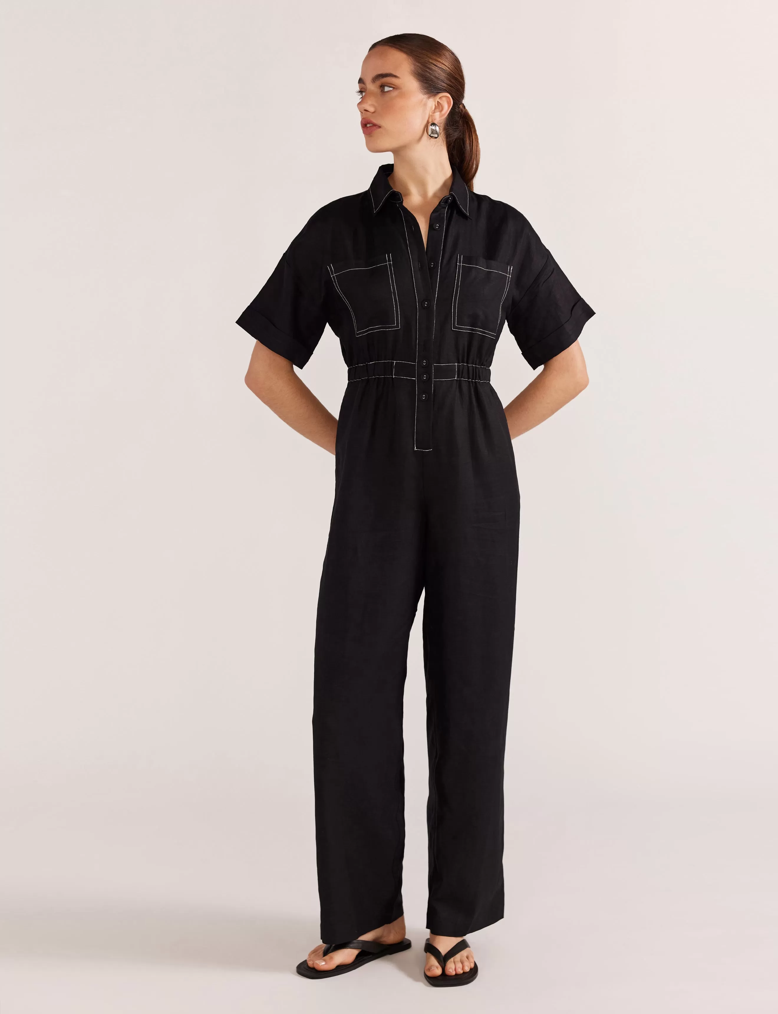 SALE - Theory Linen Jumpsuit - Black