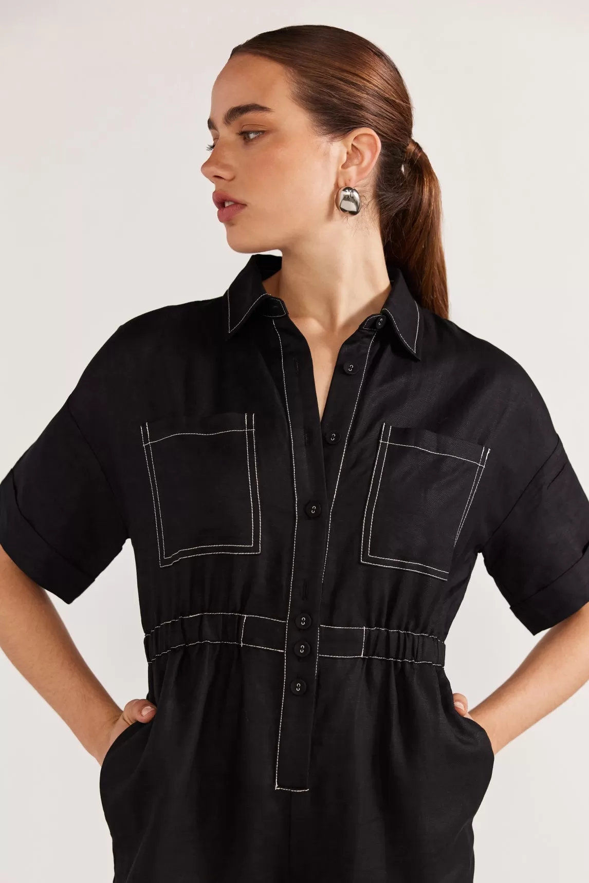 SALE - Theory Linen Jumpsuit - Black