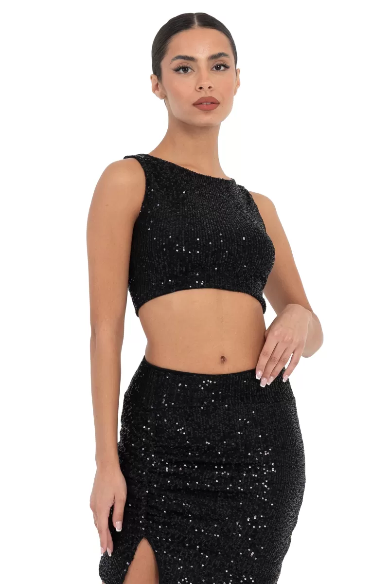 Sequinned Crop Top