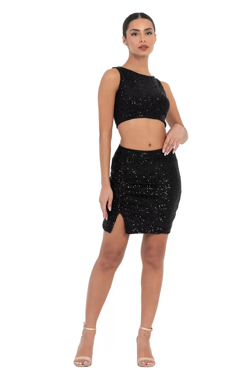 Sequinned Crop Top