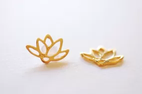 Shiny Wholesale Vermeil Gold Lotus Connector Charm- 18k gold plated 925 Sterling Silver Flower Lotus, Yoga Lotus, Gold Lotus Pendant Charm,256