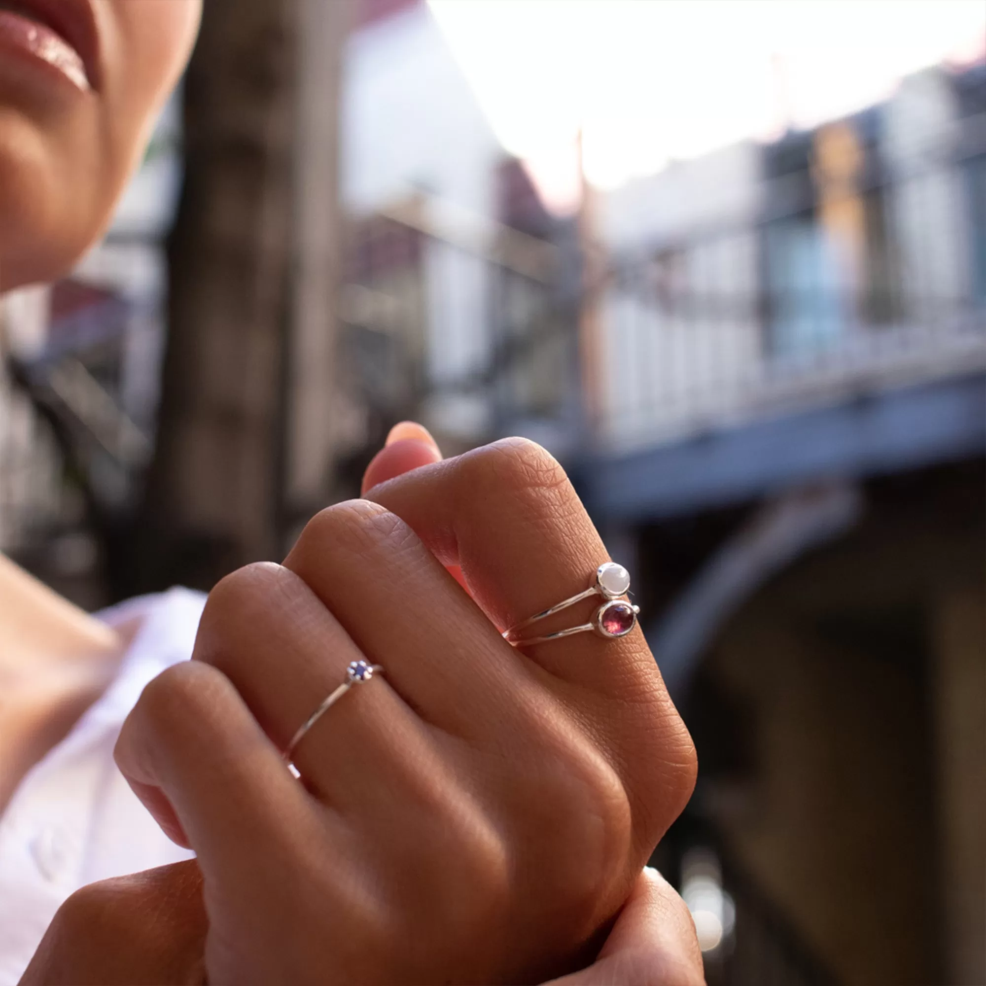 Silver Faceted Small Pink Tourmaline Ring