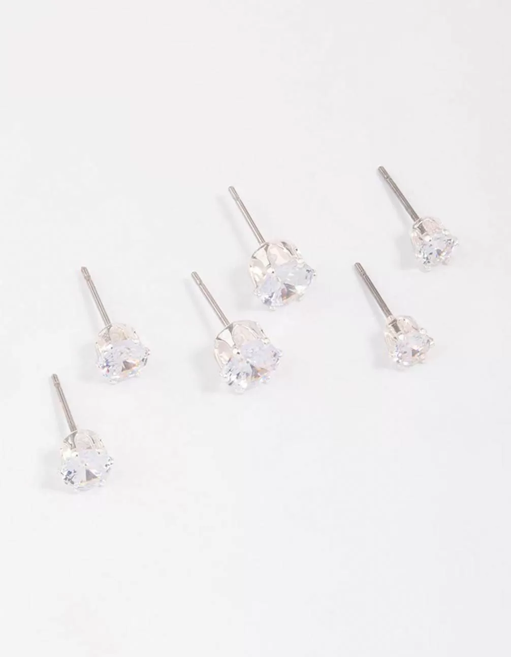 Silver Graduating Diamante Stud Earring 3-Pack