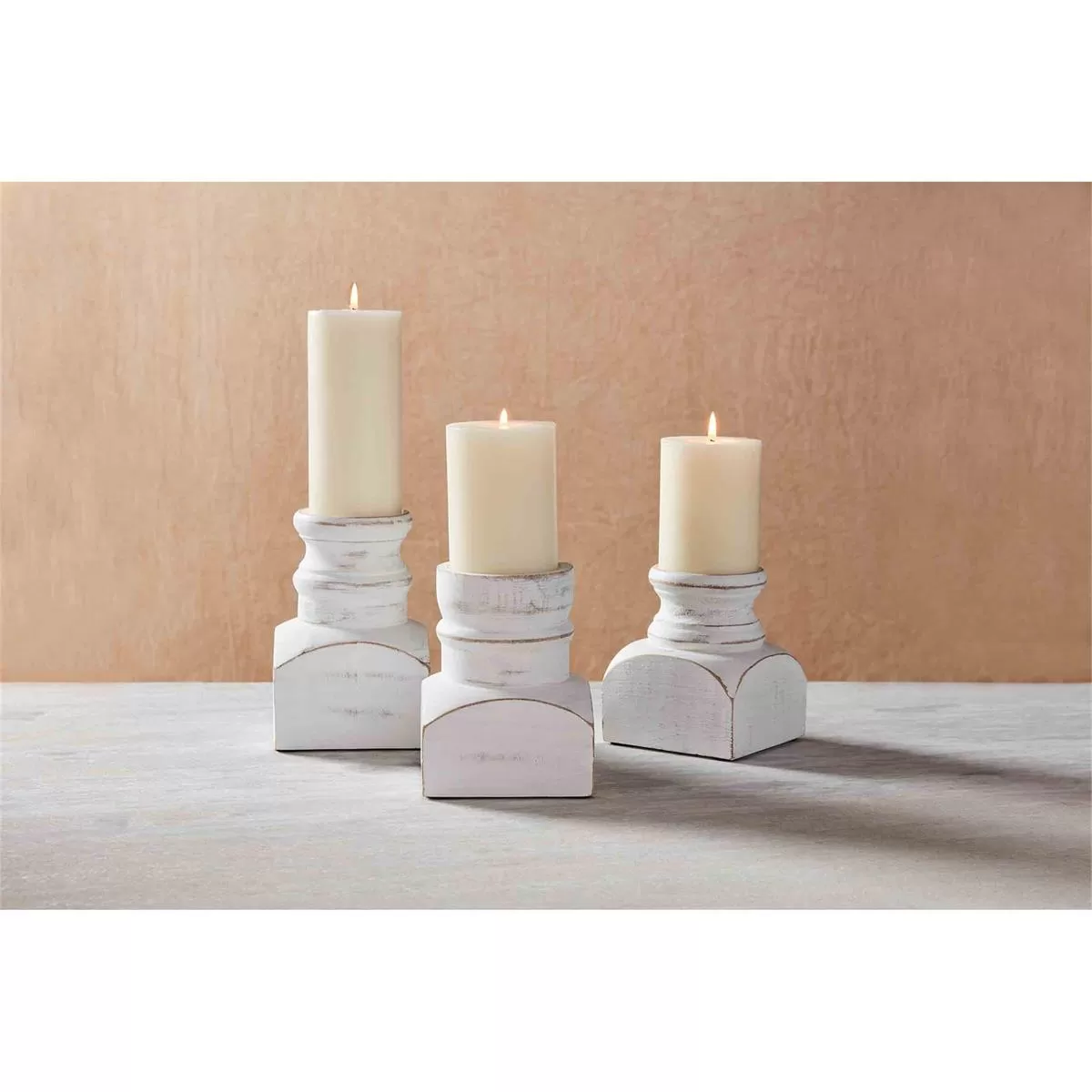 Small Short White Candle Holder