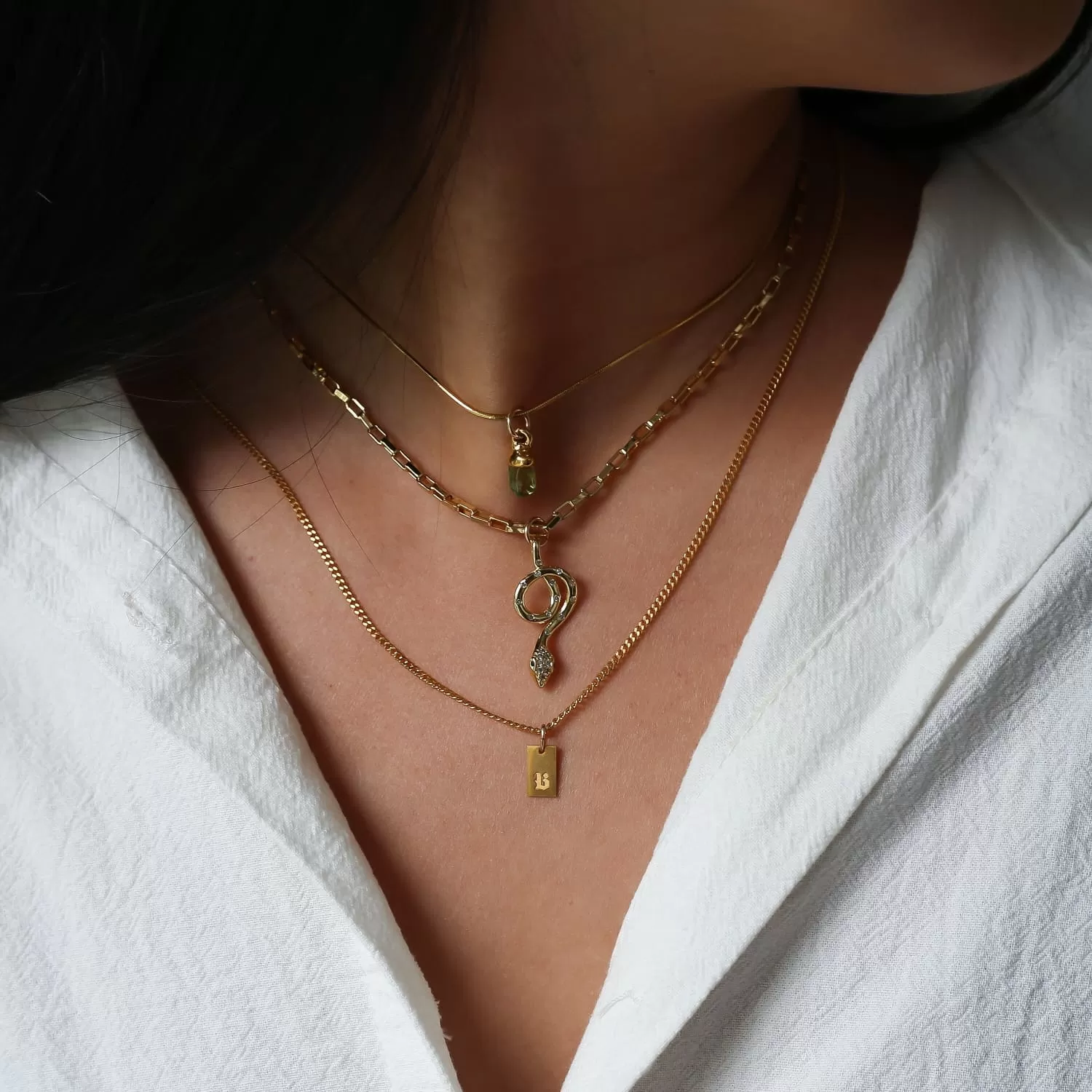 Snake Choker Necklace • 24k Gold Filled Snake Chain • Dainty Gold Necklace • Minimal Gothic Snake Pendant • Simple Witchy Necklace • 14 inch