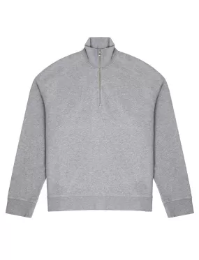 Sunspel Womens Half Zip Loopback Sweatshirt Grey Melange