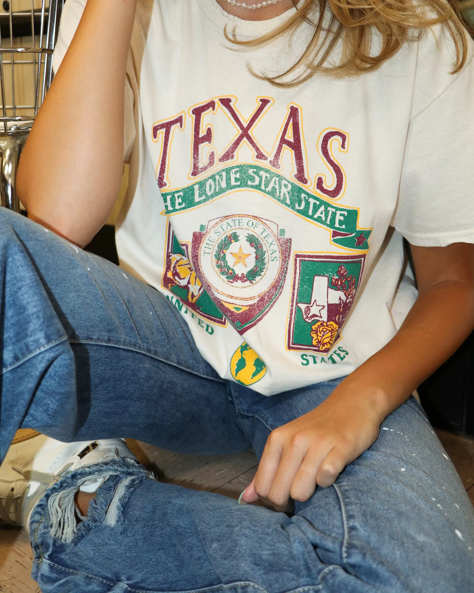 Texas Patch Off White Thrifted Tee