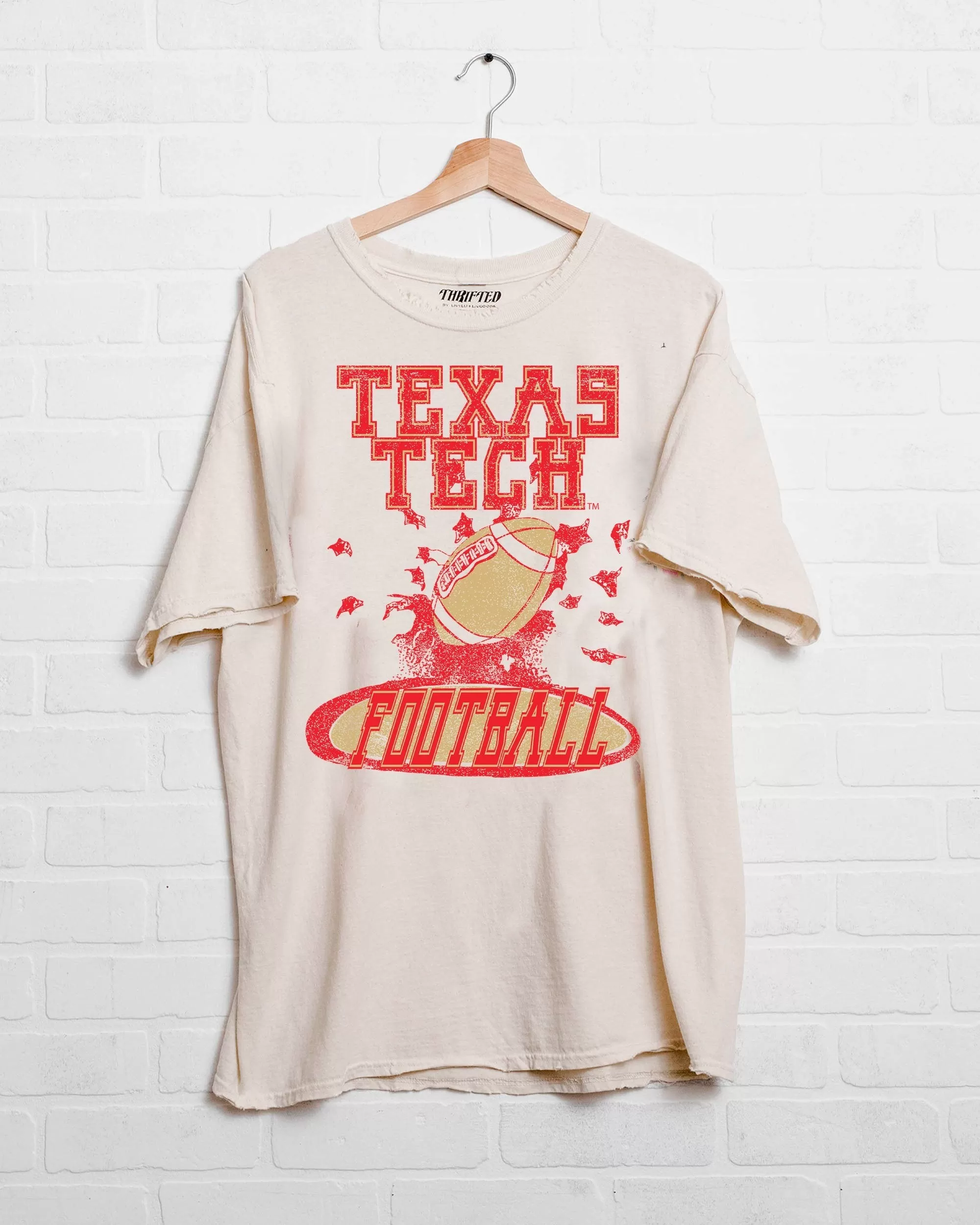 Texas Tech Football Party Off White Thrifted Tee