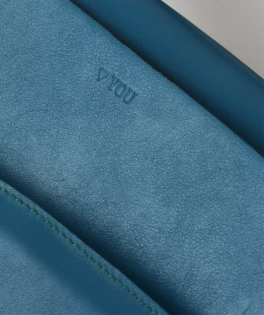 The Message Case Wallet - Blue Croc Embossed