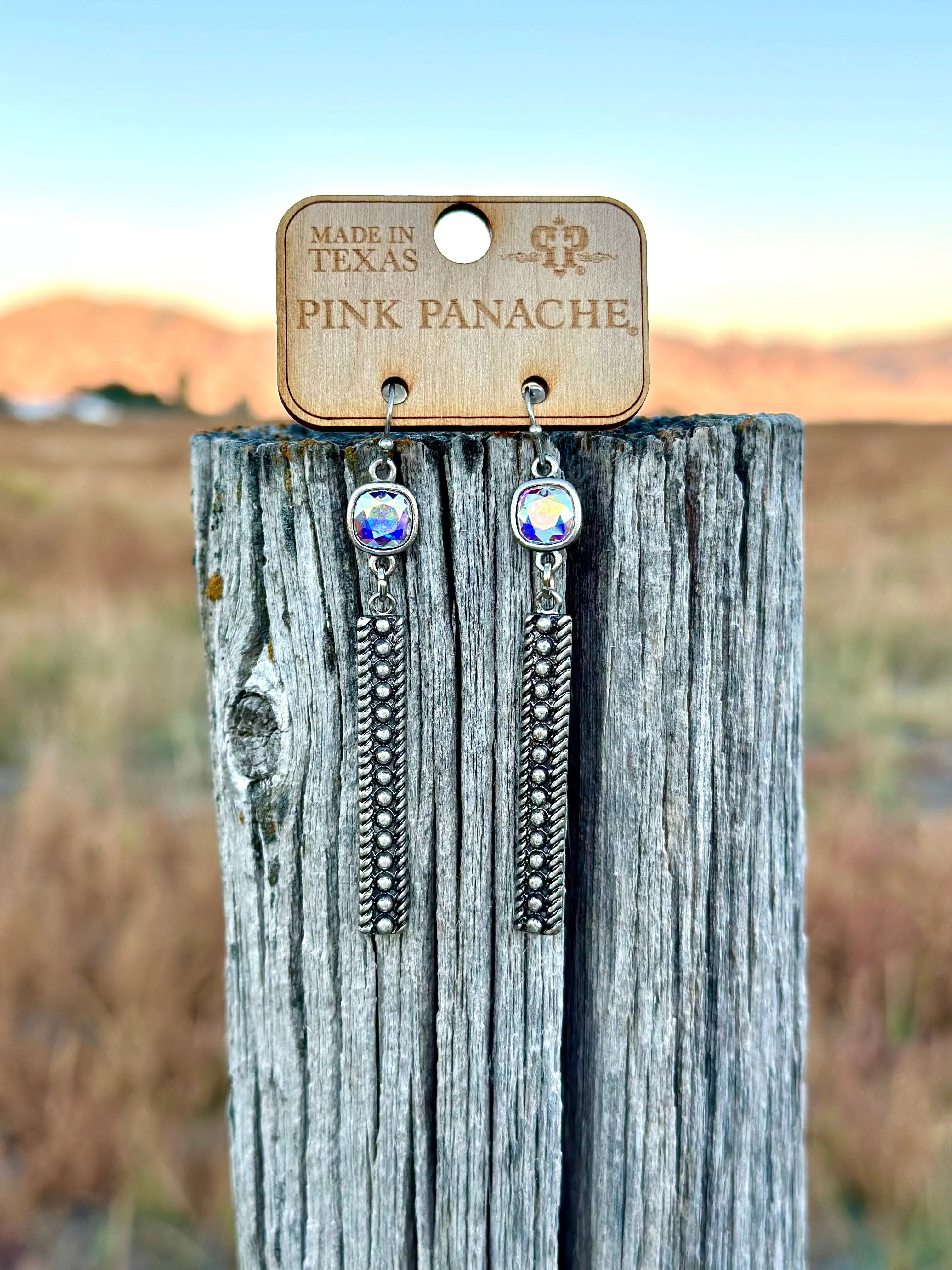 The Pink Panache Drop Crystal Bar Earring