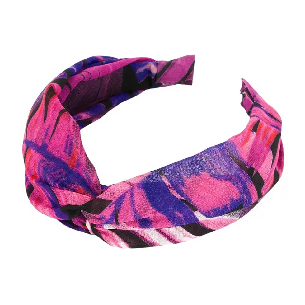 Tropical Leaf Patterned Twisted Headband