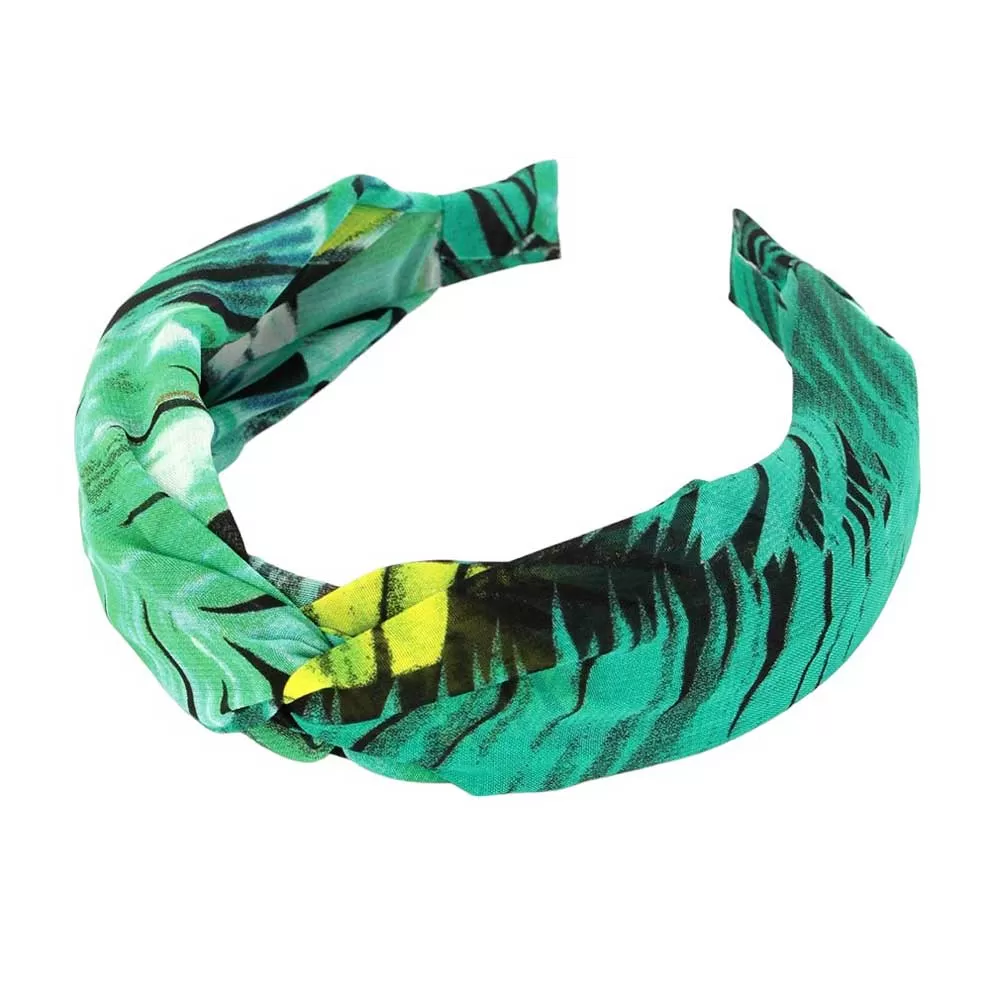 Tropical Leaf Patterned Twisted Headband