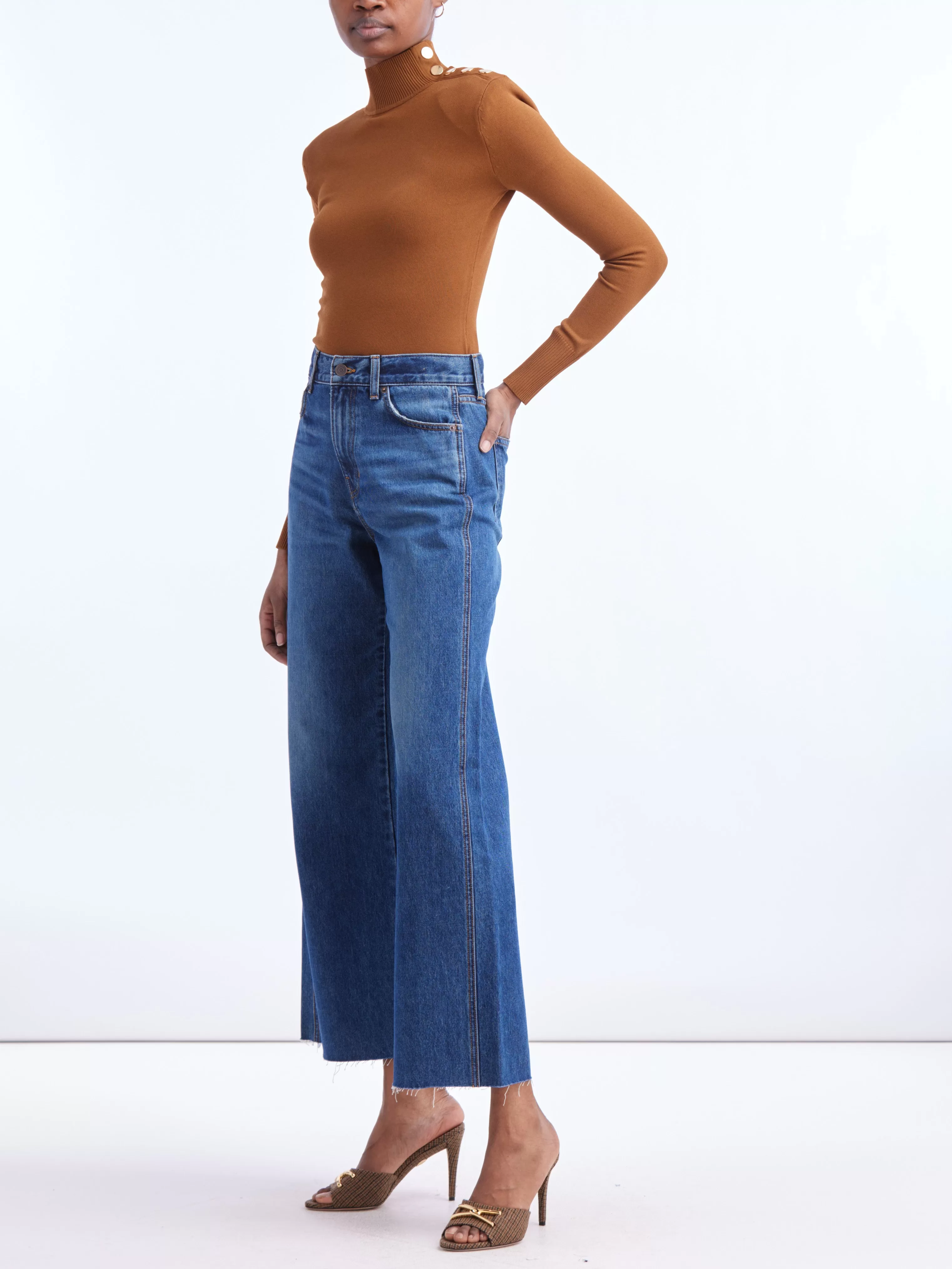 Veronica Beard - Taylor Cropped High Rise Wide Leg Pant - Bandit