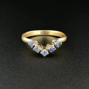 Vintage 14K Gold Sapphire Chevron Ring, Sz 7