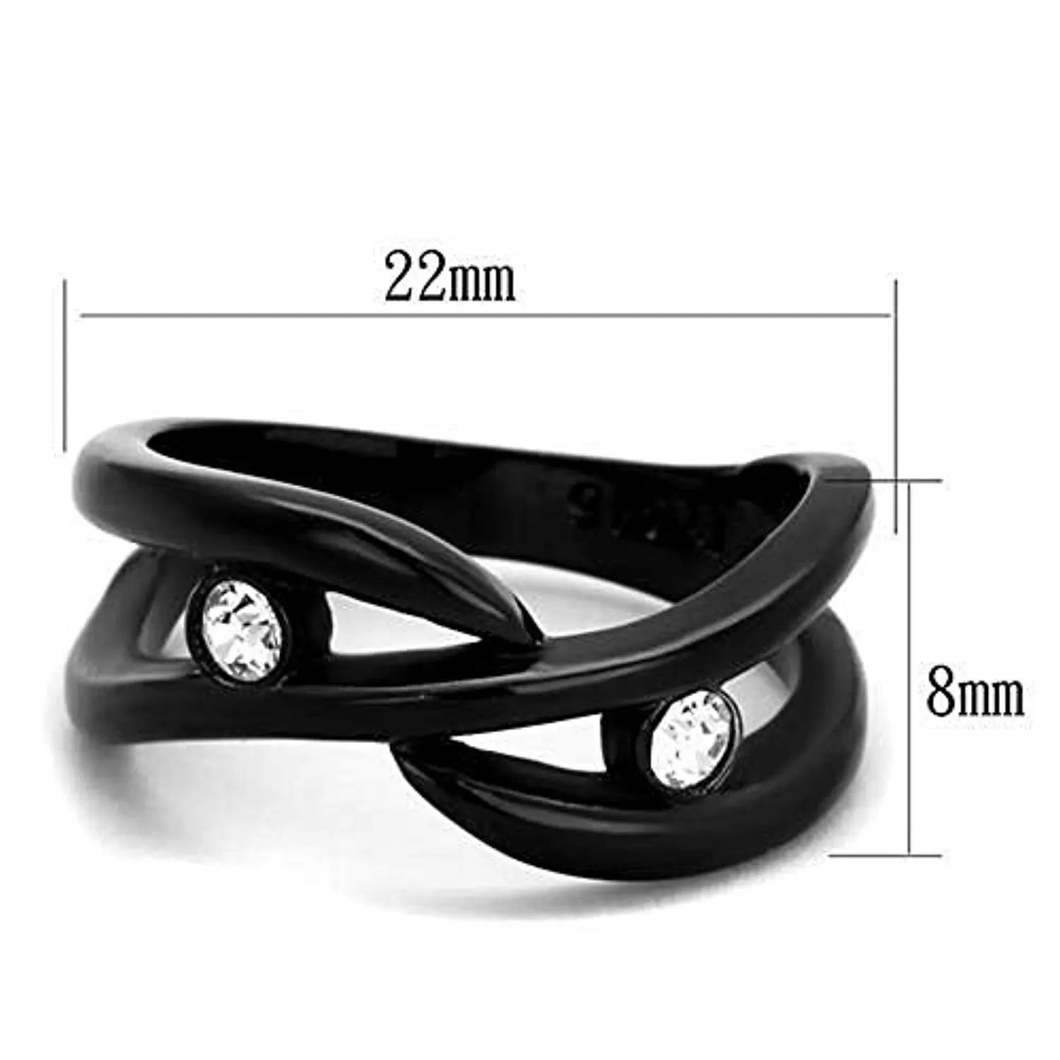 WildKlass Stainless Steel Ring IP Black Women Top Grade Crystal Clear