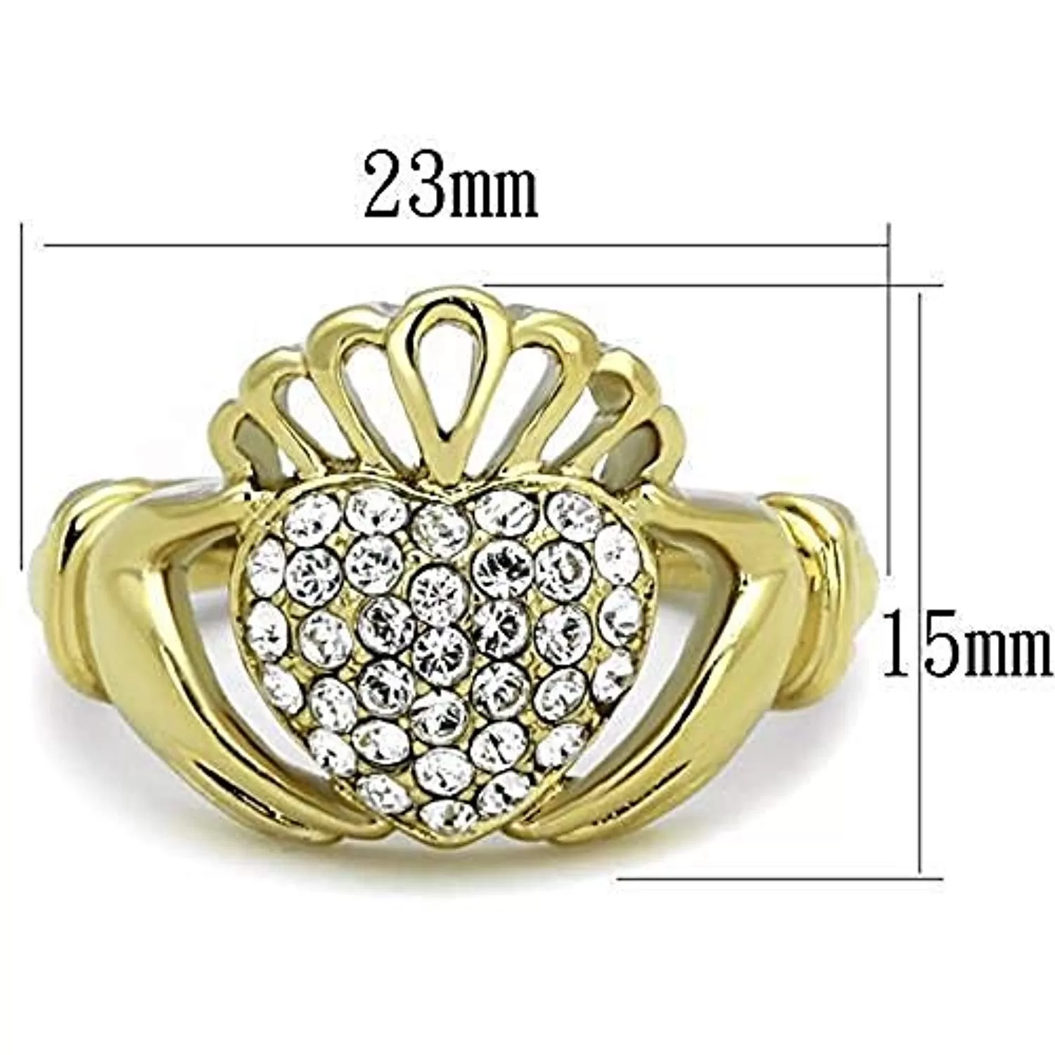 WildKlass Stainless Steel Ring IP Gold Women Top Grade Crystal Clear