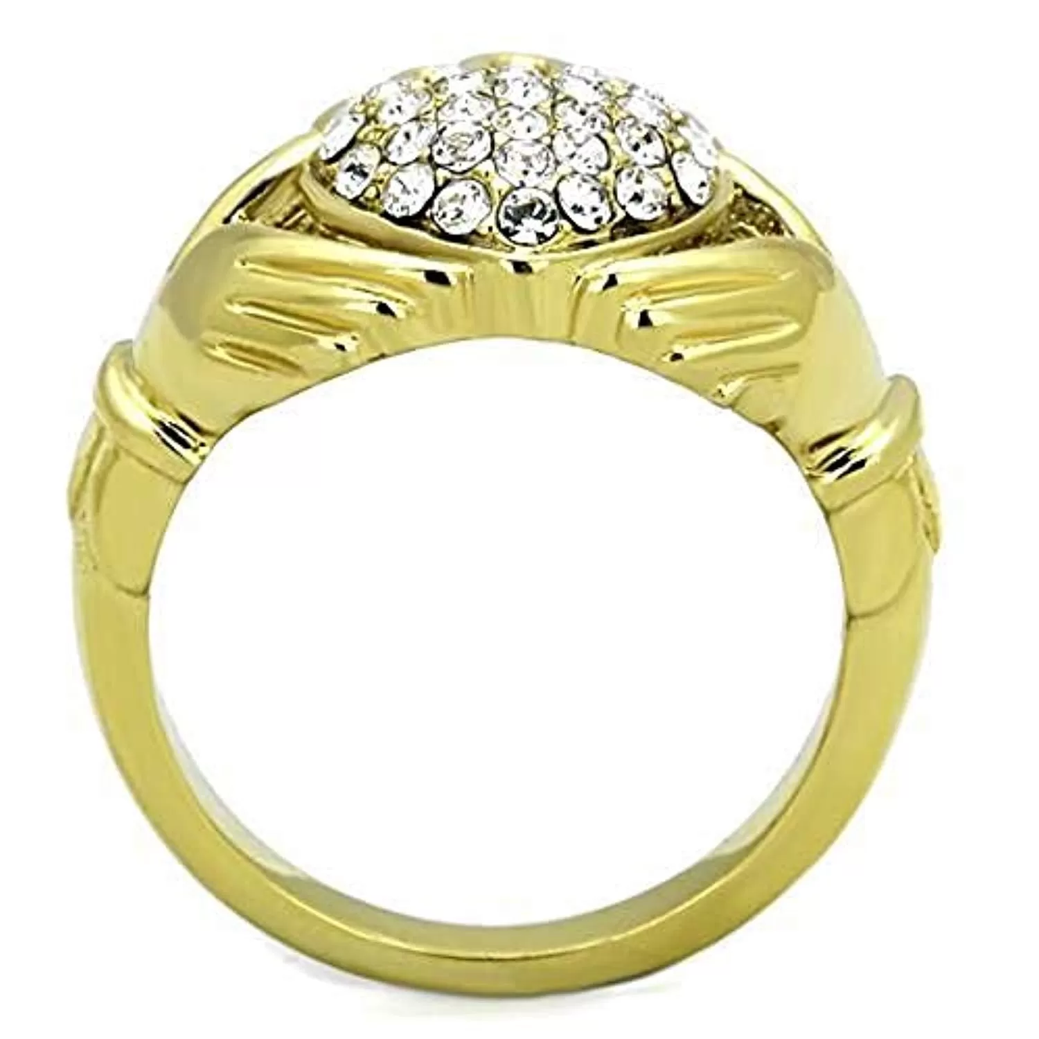 WildKlass Stainless Steel Ring IP Gold Women Top Grade Crystal Clear