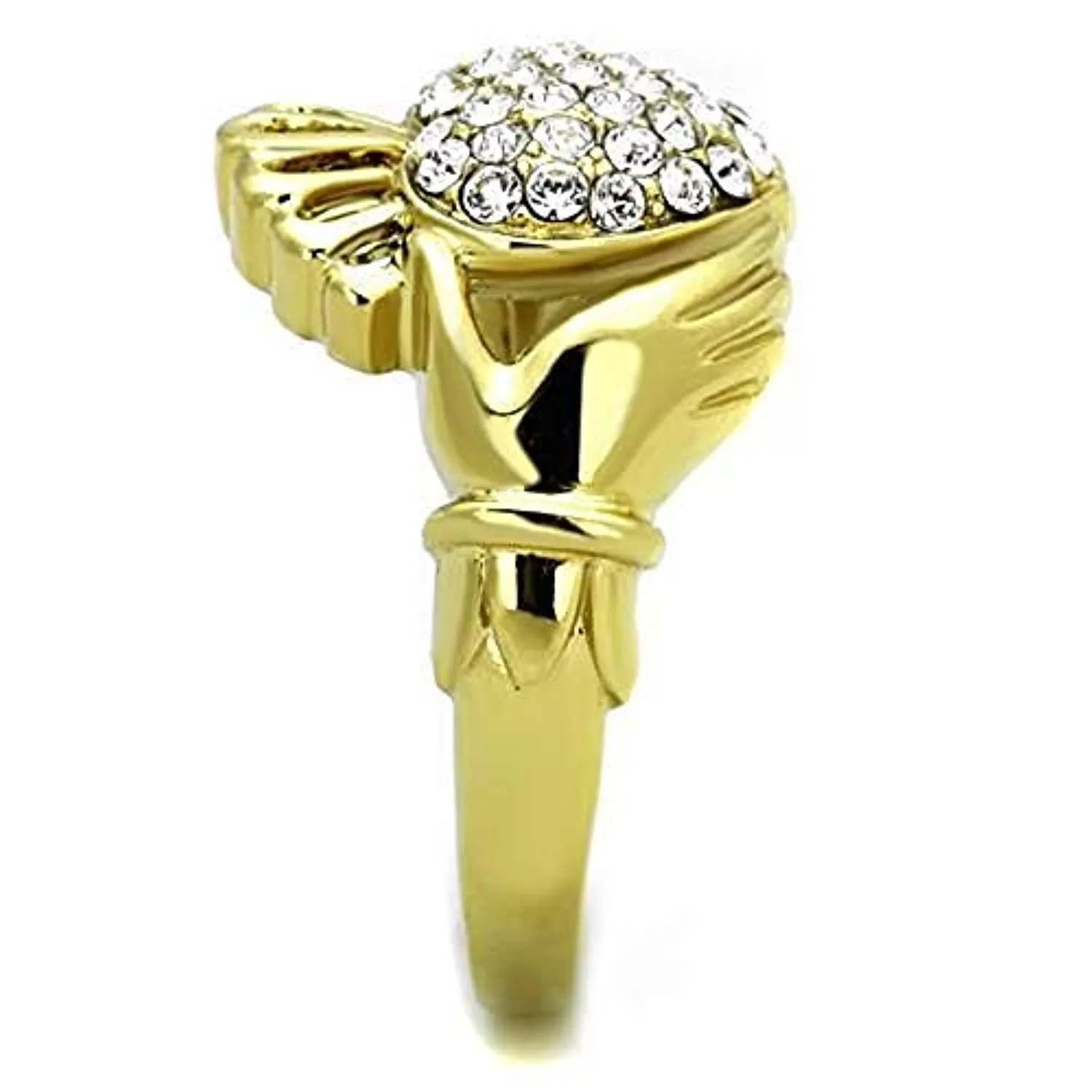 WildKlass Stainless Steel Ring IP Gold Women Top Grade Crystal Clear