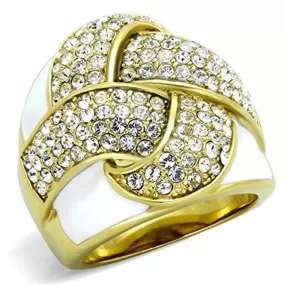 WildKlass Stainless Steel Ring IP Gold Women Top Grade Crystal Clear