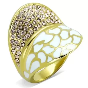 WildKlass Stainless Steel Ring IP Gold Women Top Grade Crystal Clear