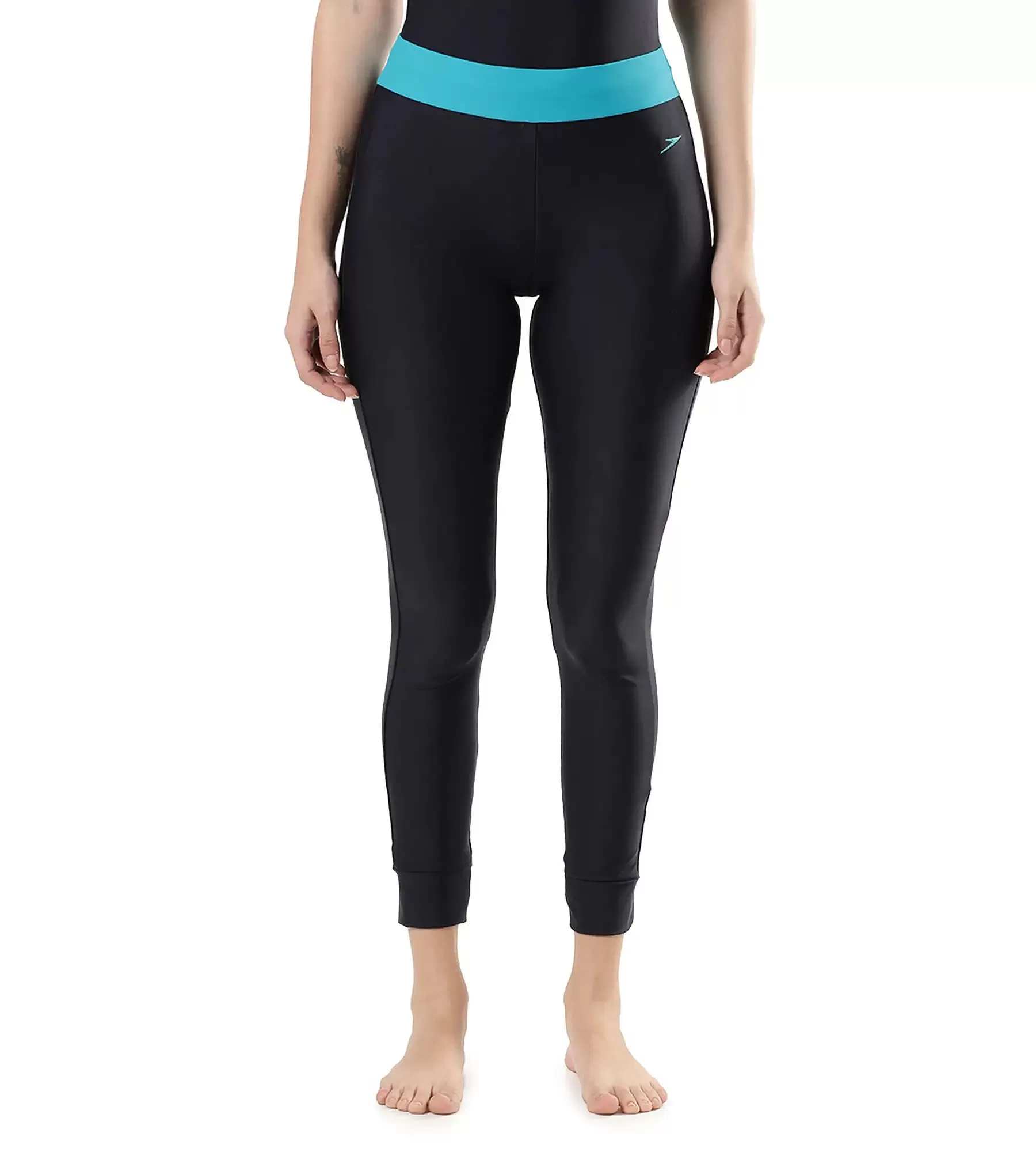 Women's Solid Contrast Leggings - True Navy & Aquarium