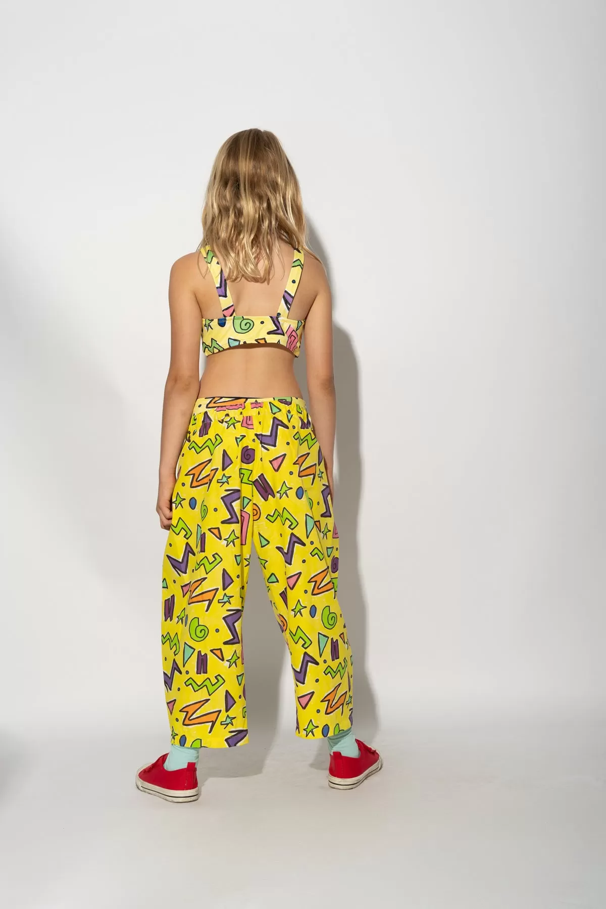 YELLOW SQUIGGLE PRINT BALLOON TROUSERS