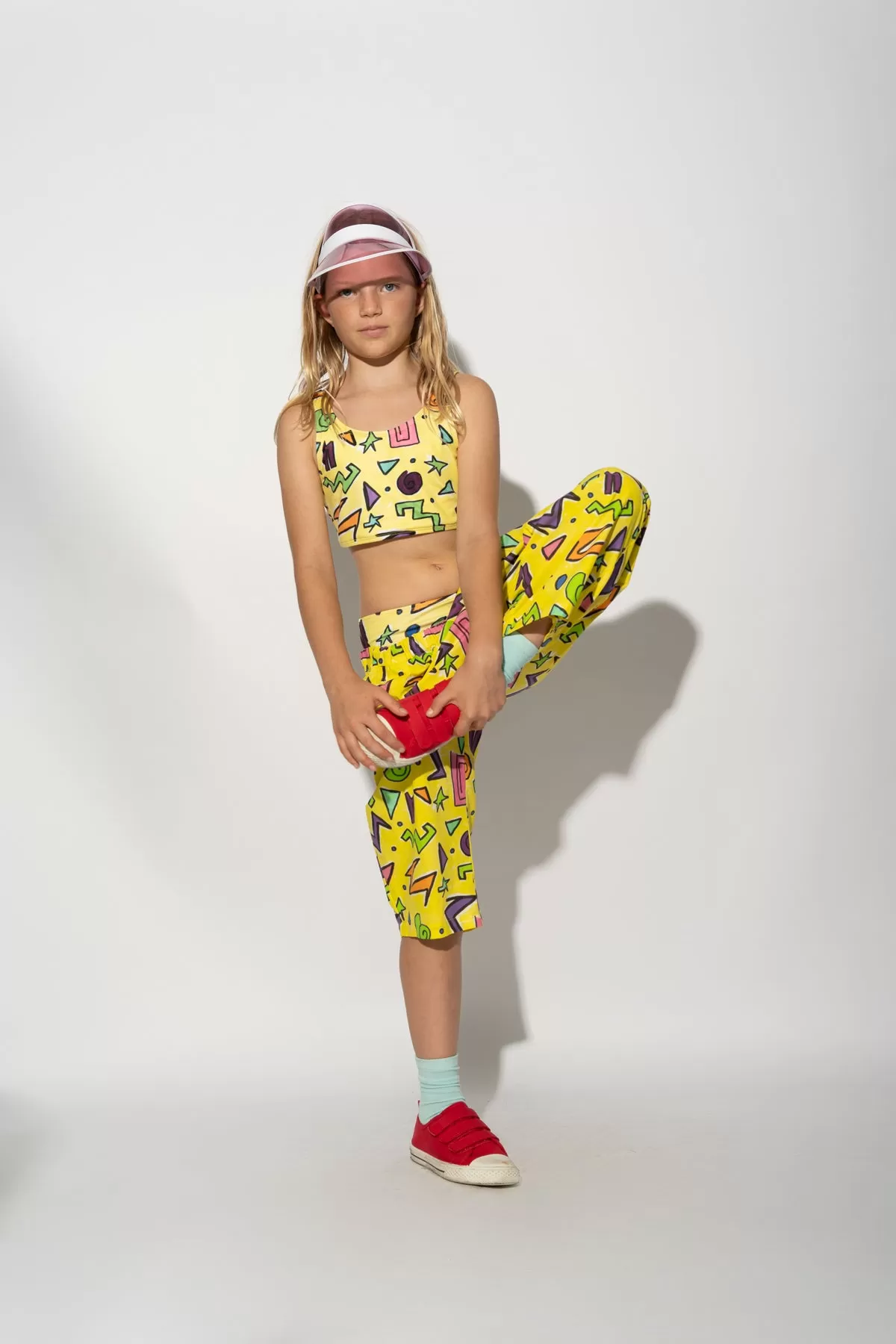 YELLOW SQUIGGLE PRINT BALLOON TROUSERS