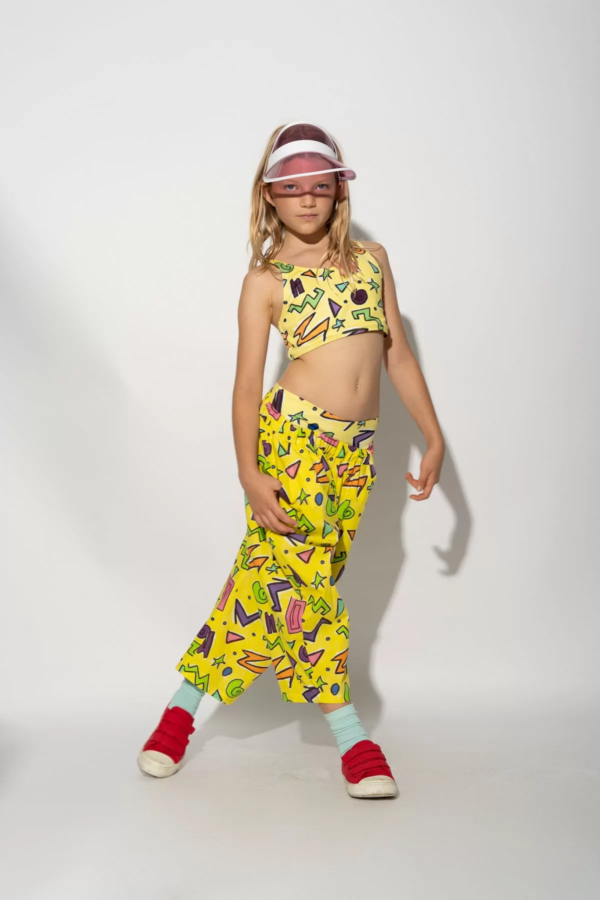 YELLOW SQUIGGLE PRINT BALLOON TROUSERS